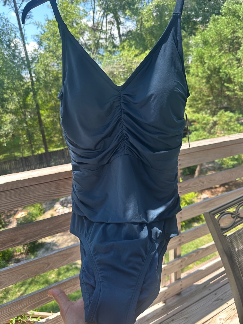 Jantzen Navy Blue Ruched One-Piece Swimsuit